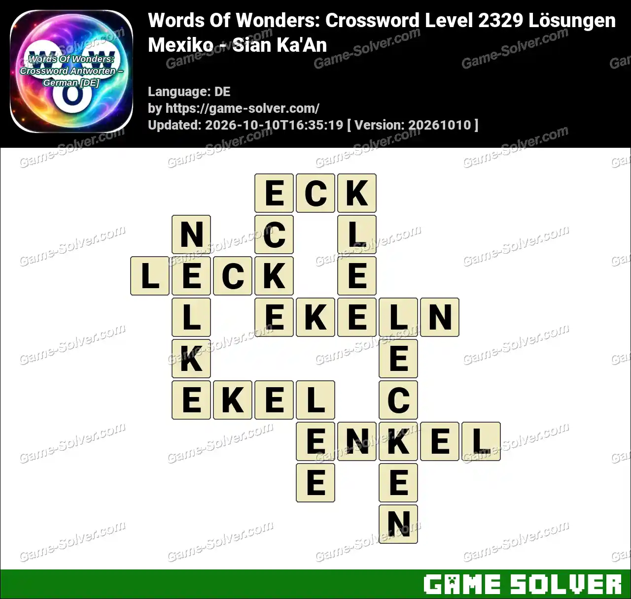Words Of Wonders: Crossword Level 2329 Lösungen – Mexiko – Sian Ka’An